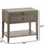 Gris, 1 table de chevet, tiroirs de style français, glissières métalliques latérales, poignées noires, plateau coulissant, étagère ouverte, style rustique côtier décontracté, aucun assemblage requis.