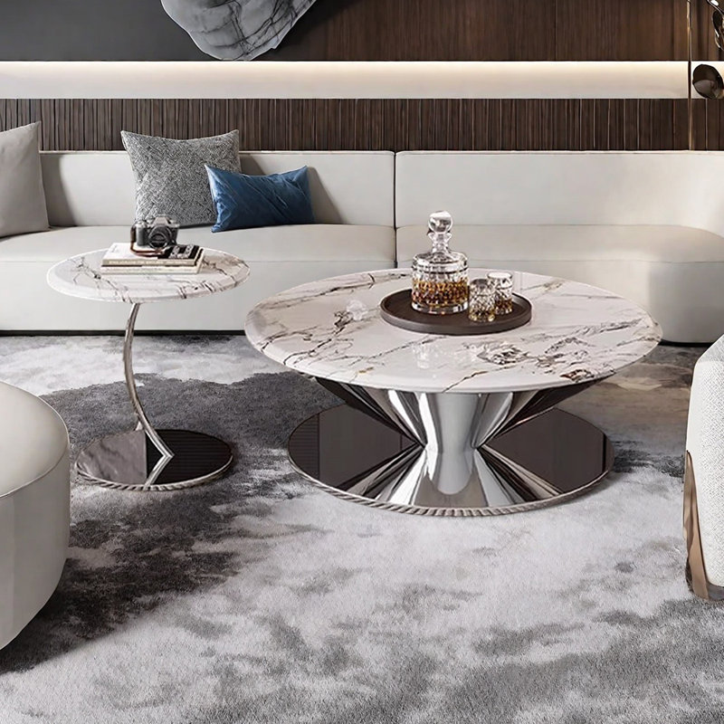 Table basse Minimalist UFO, H 14,96 po x L 31,49 po x l 31,49 po, Blanc