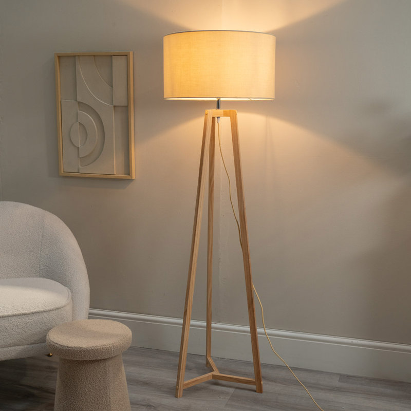 Rhavyn 148cm Traditional Floor Lamp, Natural, Natural