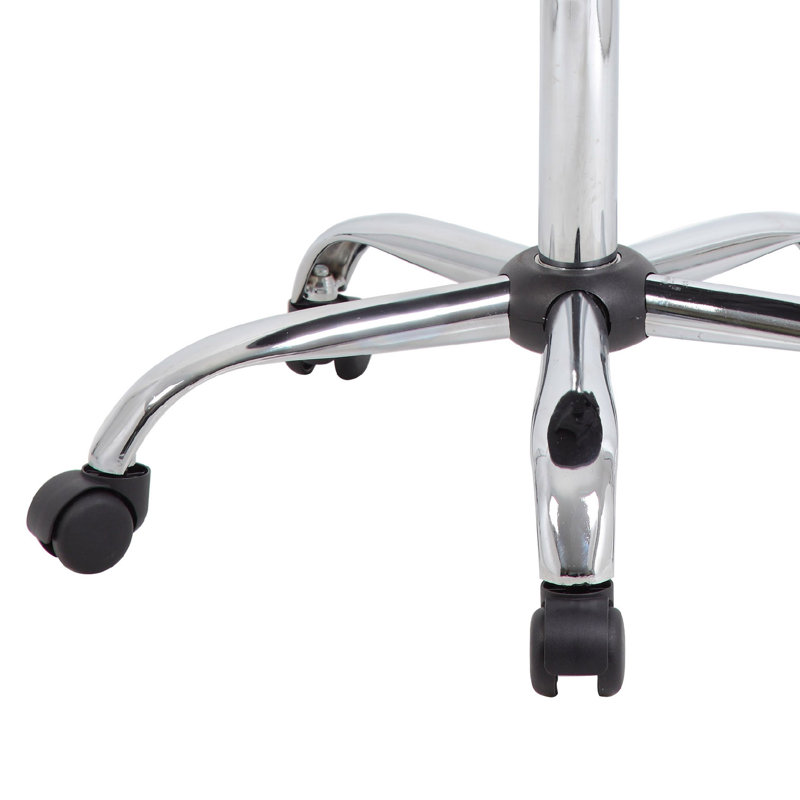 Tabouret pivotant médical Fea, siège rond rembourré gris, base roulante chromée, Gris