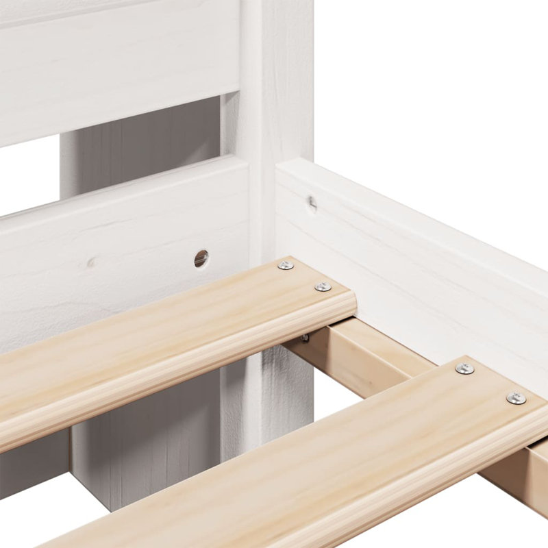 Ocilla Solid Wood Bed, White, 140 x 200cm