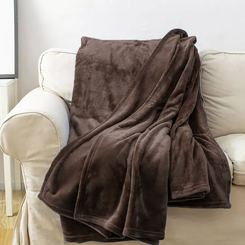  Couverture en flanelle super douce et chaude, Brun, Simple