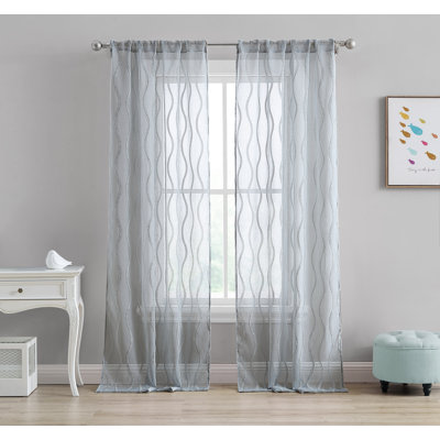 Juvenile Geometric Sheer Rod Pocket Curtain Panels