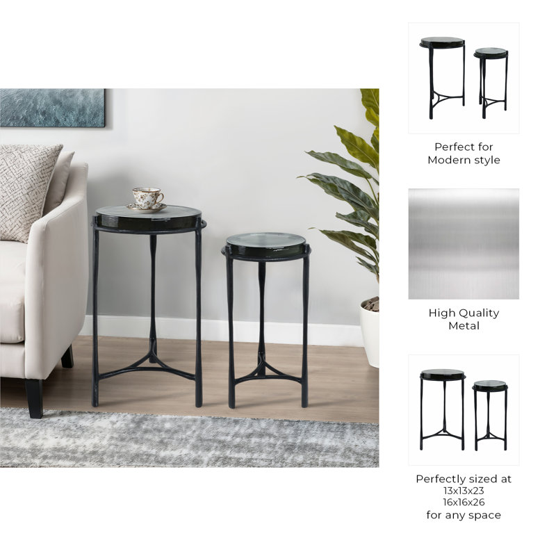 Table d'appoint Everly Quinn 2 pièces Adonia, Argent