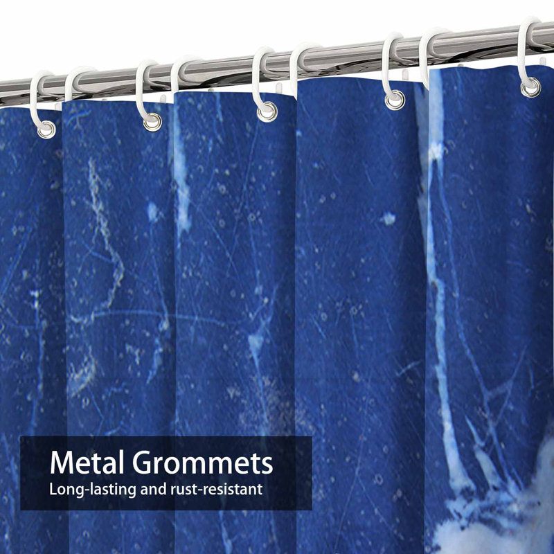 Rideau de douche agate bleu pierre avec 12 crochets, L 72 po x l 84 po