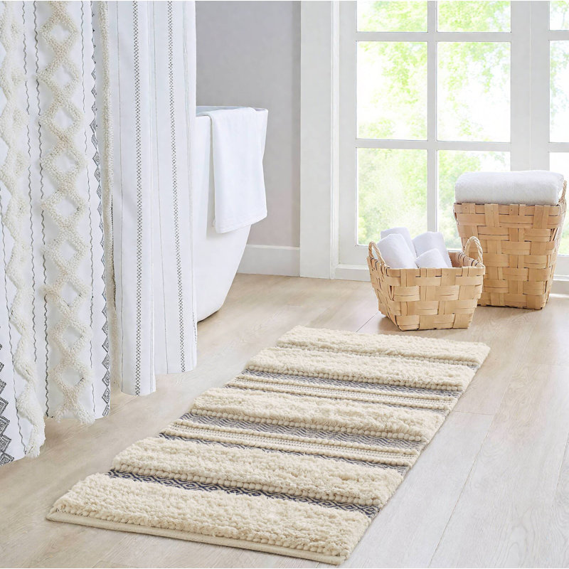 Tapis pour salle de bain Asher, L 22 po x L 58 po, Marine