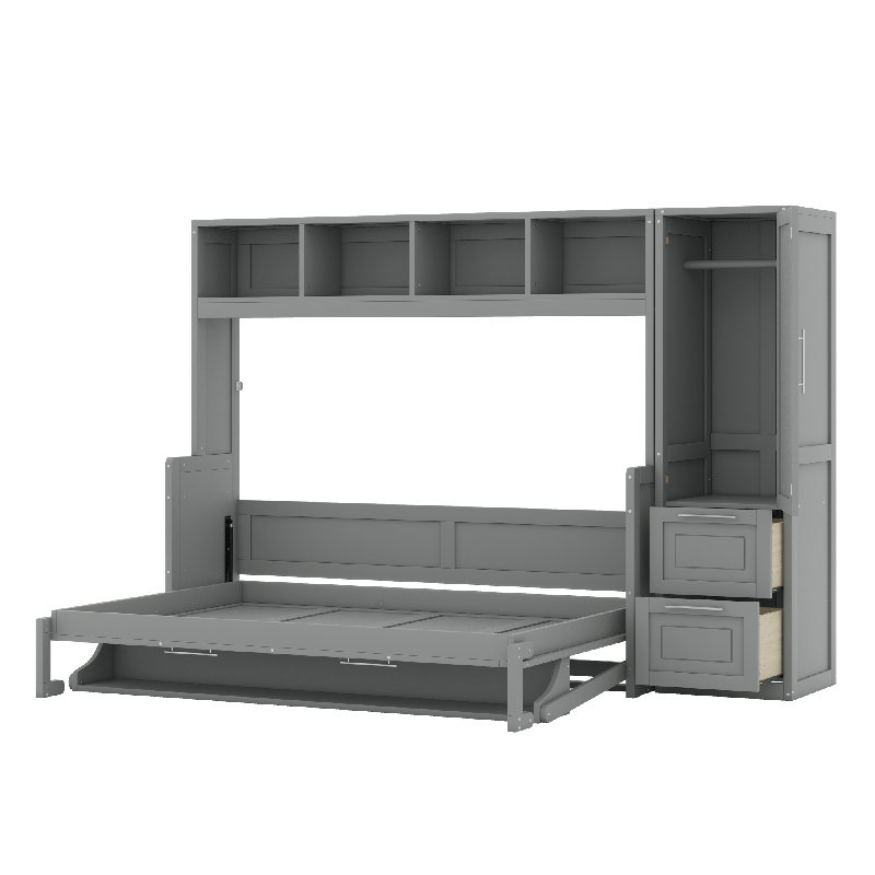 Lit escamotable avec placard Murphy, Gris