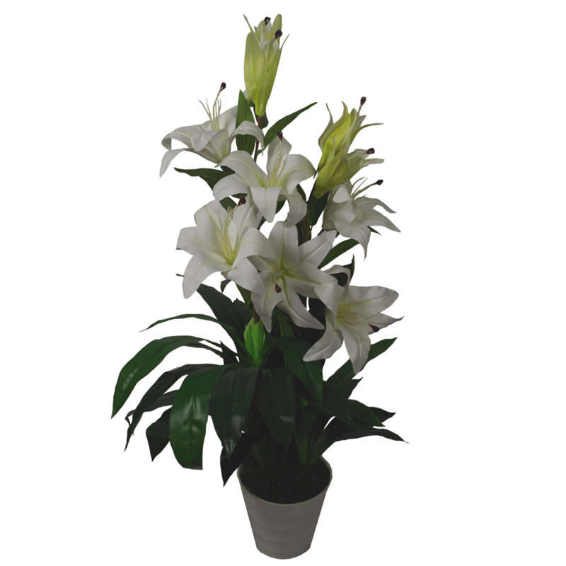 90cm Faux Flowering Plant in Pot Liner, White