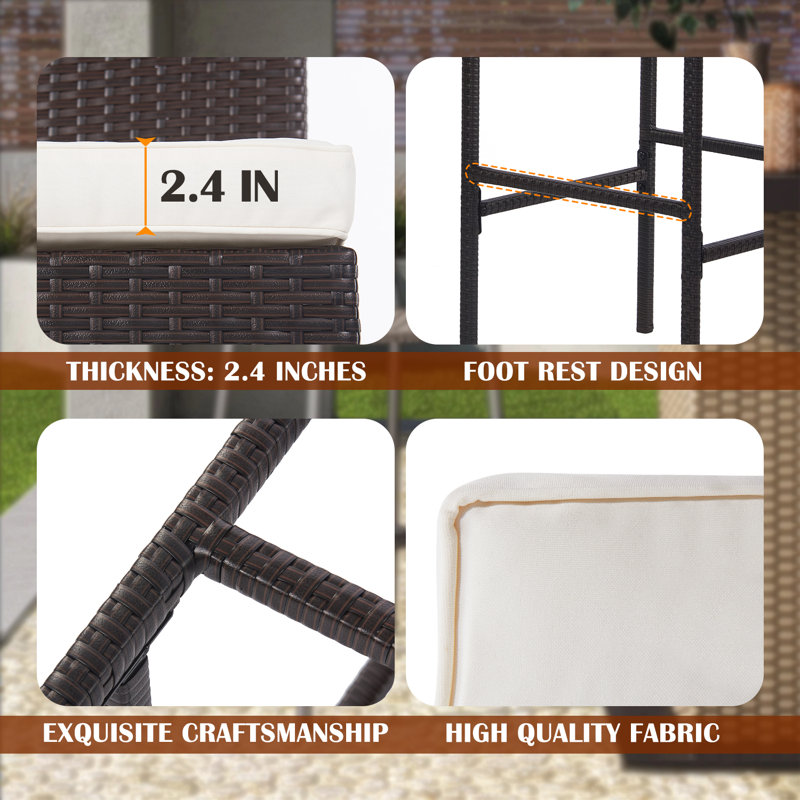 Tabouret de bar 43 po avec coussin Debany