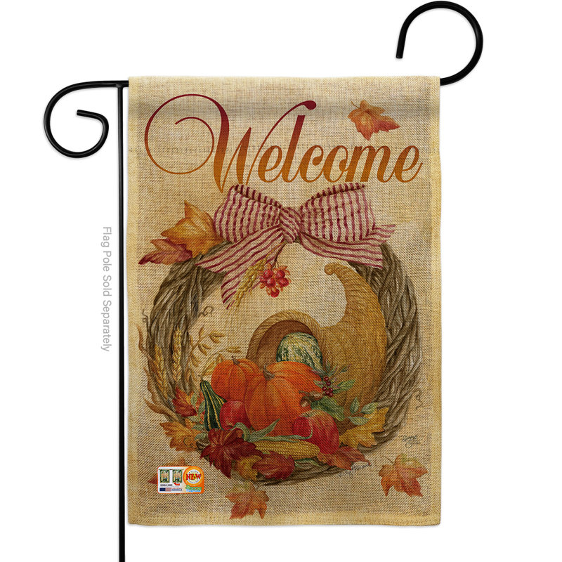 Couronne de polyester de 2 côtés 19 po cornucopia drapeau de jardin
