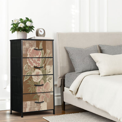 4 Drawer Dresser for Bedroom, Narrow Chest of Drawers, Wooden Top and Study Iron Frame 18"x37.5"-(WxH)