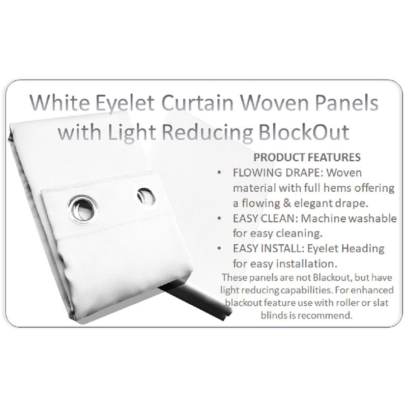 Malene Eyelet Blackout Thermal Curtains, White, 228 W x 228 D cm