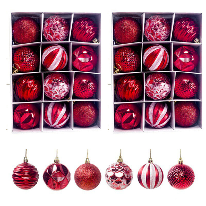 Ensemble d'ornement boule de Noël 24 pièces, Rouge