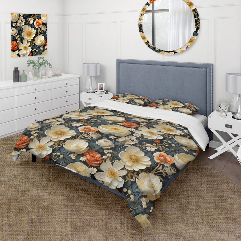 Motif floral Meadow Countryside - ensemble de housse de couette floral - microfibre de polyester