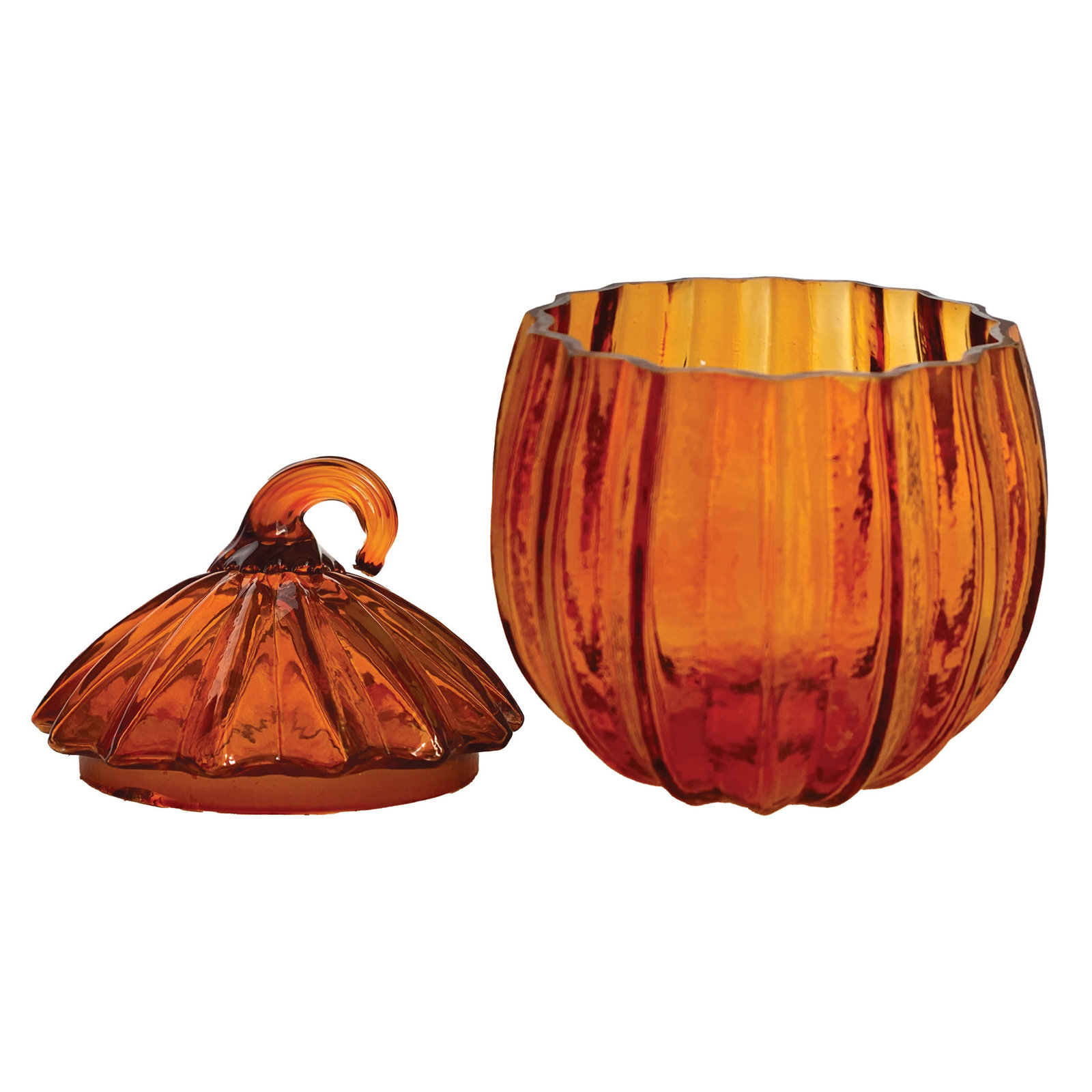 Glass Pumpkin Shaped Jar With Lid