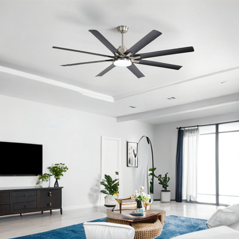 Ventilateur de plafond standard à 8 pales Hailesboro avec télécommande et ensemble d'éclairage inclus, Argent