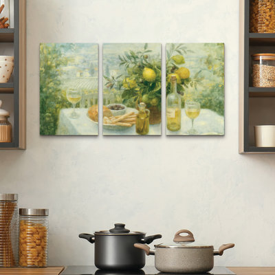Ensemble de 3 panneaux - Danhui Nai «Tuscan Table», art mural sur toile pour le salon, la chambre à coucher ou le bureau 