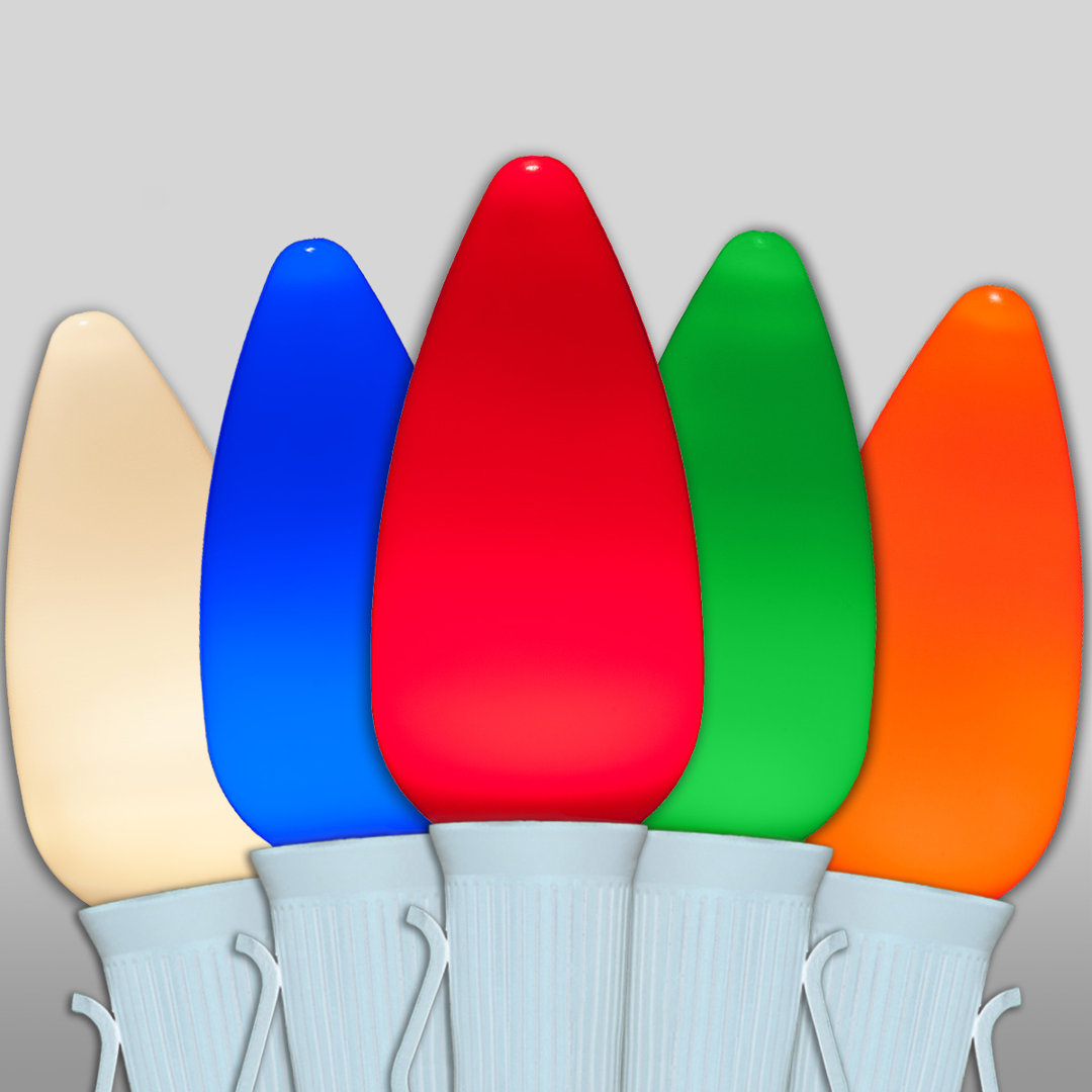 White Wire Shatterproof Smooth C9 OptiCore LED String Lights Wintergreen Lighting 