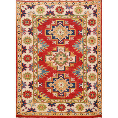 Handmade Red Kazak Oriental Accent Rug 2x3