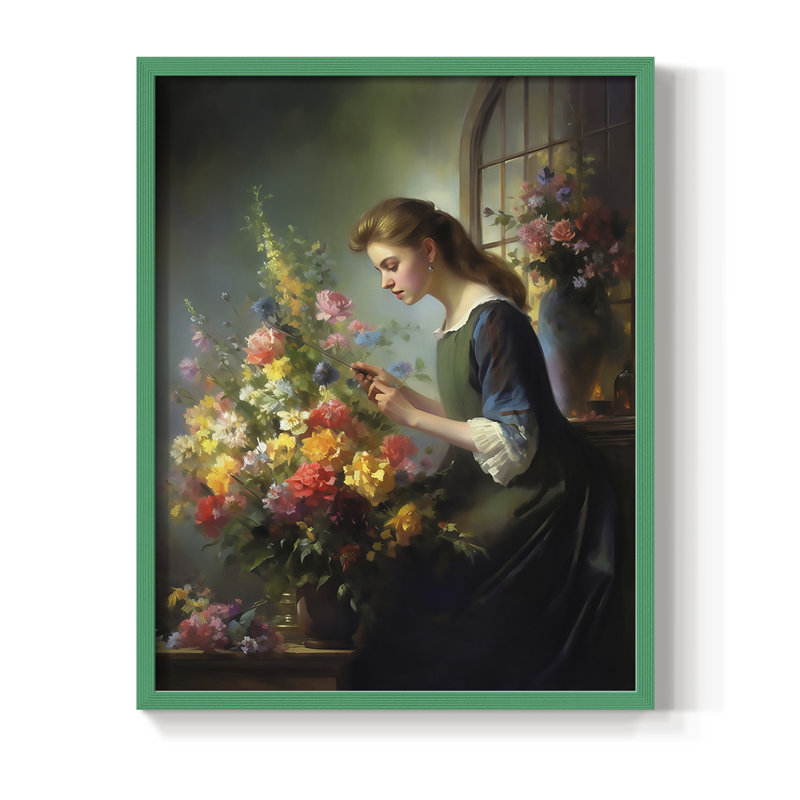 Reproduction encadrée WOMEN Series CDxxxv - bois massif, H 15 po x l 12 po, Vert