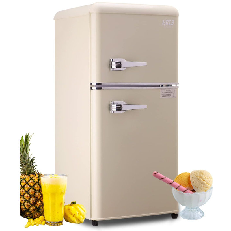 3.5 Cu.Ft Mini Fridge with Freezer, 2-Door Compact Refrigerator with 7-Level Thermostat & Removable Shelves for Home/Office/Dorm - CREAM