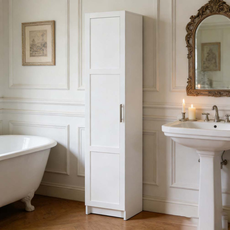 Armoire de rangement haute et étroite, Blanc