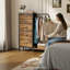 Commode 5 tiroirs avec support à chaussures et penderie, grande commode en tissu sans station de charge et lumières DEL pour la chambre à coucher, le placard, le vestibule-1104224030