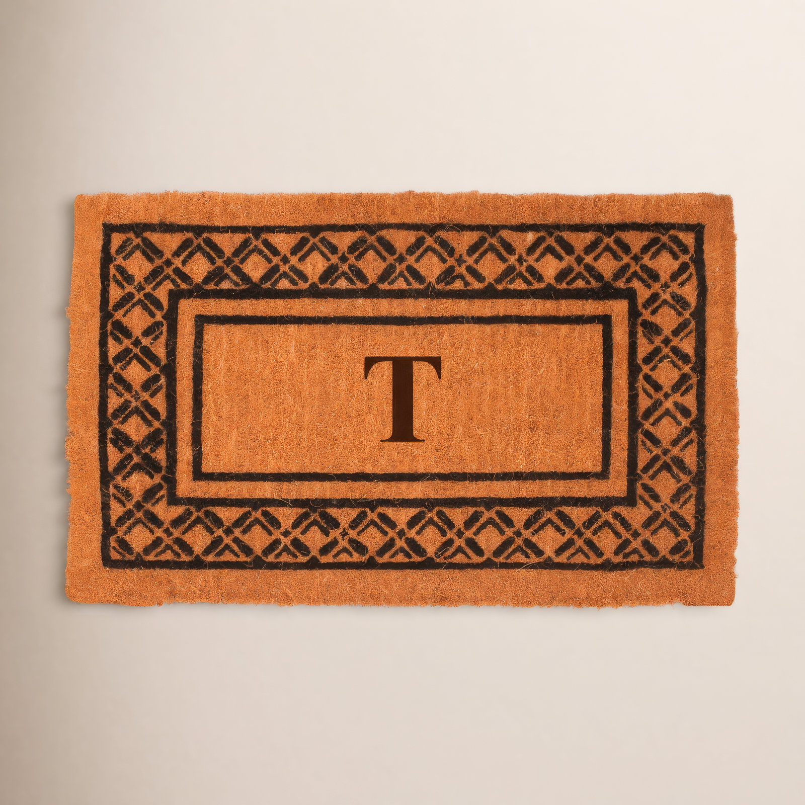 Monogrammed Welcome Outdoor Doormat, T, 2'6" x 4'