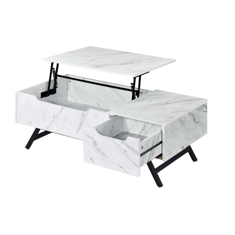 Table basse blanche avec plateau relevable