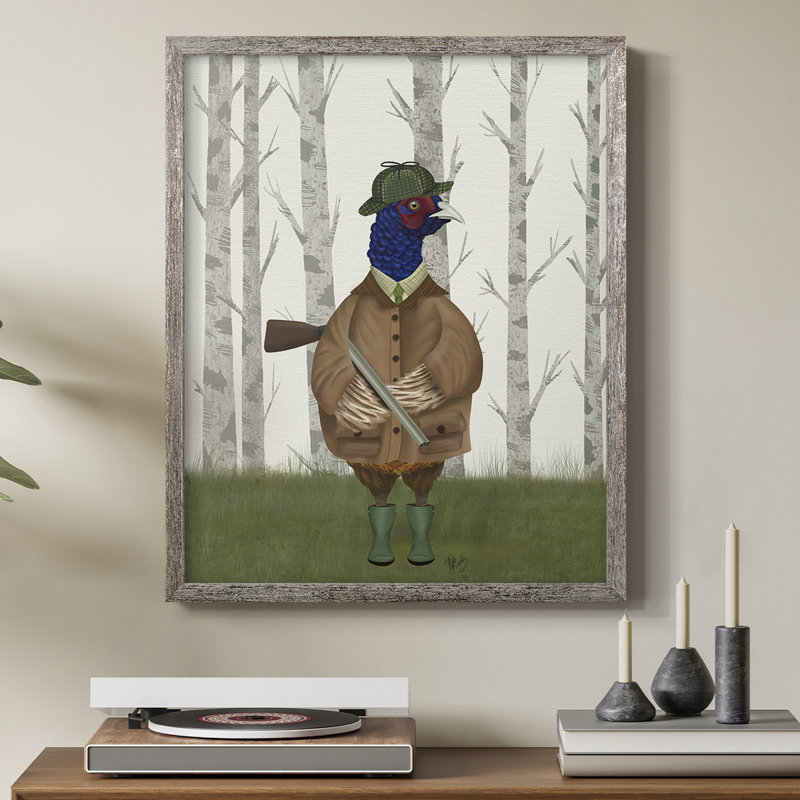 Pheasant Shooting Party 3 Framed Print - Solid Wood, 30" H x 24" W