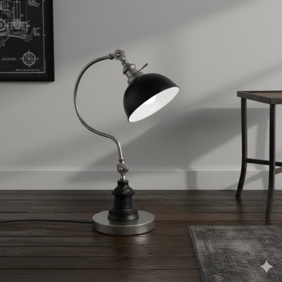22"H SATIN NICKLE GOOD NECK TABLE LAMP