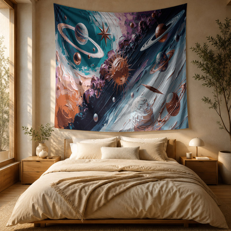 Tapisserie murale «Space Mid Century Space Art», 88 po x 104 po