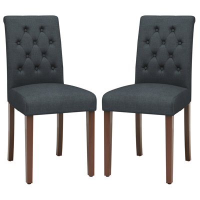 Dining Chairs Set Of 2, Button-tufted Upholstered Fabric Chairs With , Modern Armless Side Chairs For Dining Room & Kitchen by George Oliver