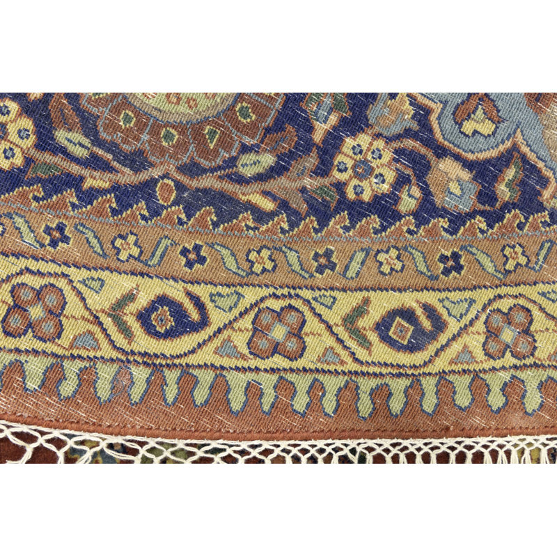 Tapis rond orange en laine noué à la main 9 pi 10 po Oriental
