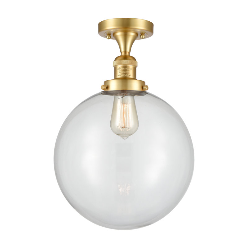 Brislington Glass Semi Flush Mount, LED, Clear, Brushed Brass