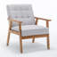 Fauteuil rembourré en bois massif de style nordique-1788609002
