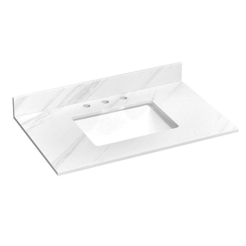 36" Engineered Stone Bathroom Vanity Top And White Ceramic(Vanity Base Not Included)
