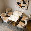 Table de salle à manger 31,5 po carrée en pierre frittée avec base en métal doré - Usage commercial et résidentiel pour les cafés, les restaurants et les petits espaces-129453910