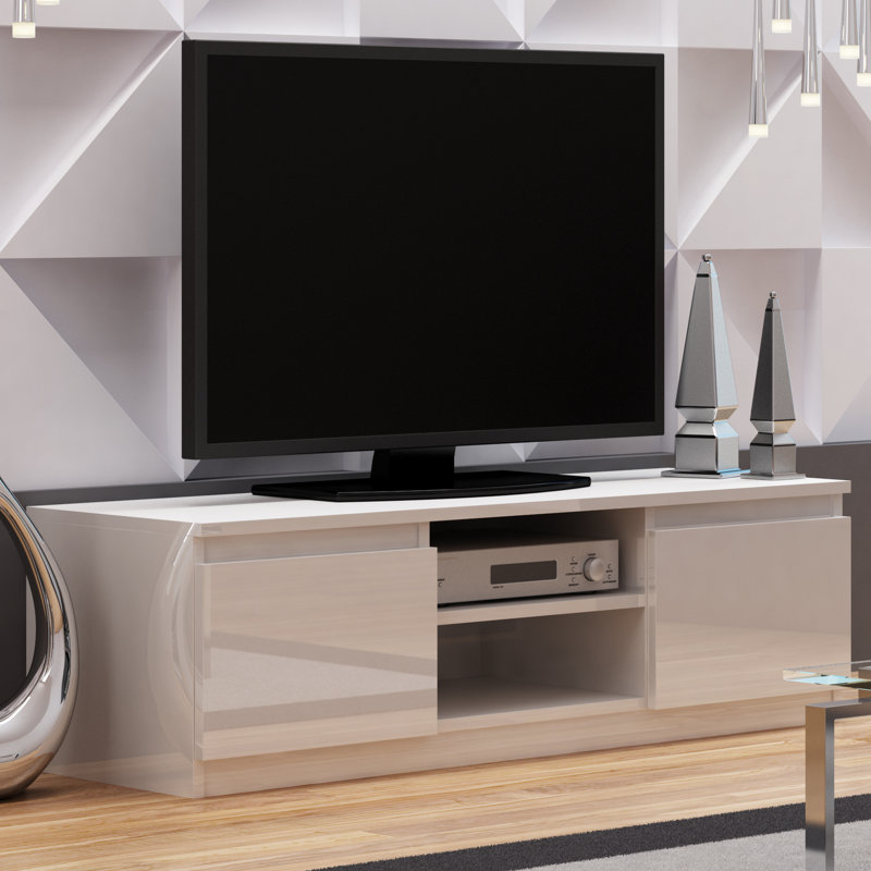 Delancey TV Stand, 36" H x 140" W x 40" D, High-gloss White Front/Matt reverse