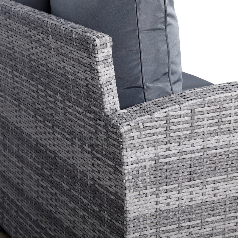 Harmony Range Left Hand Corner Sofa Set With Dinning Table In Grey Rattan