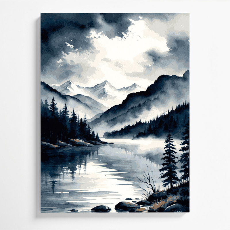«Watercolor Landscape 86», art mural sur toile grise, H 20 po x l 24 po