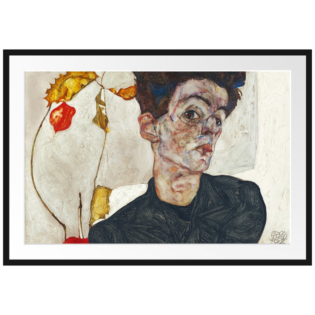 Selbstbildnis mit Physalis von Egon Schiele