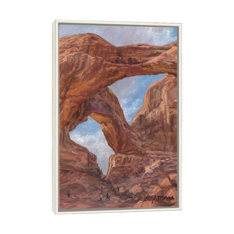 Double Arch At Arches National Park - reproduction d'art murale - toile encadrée, 26 po x 18 po, Toile avec cadre
