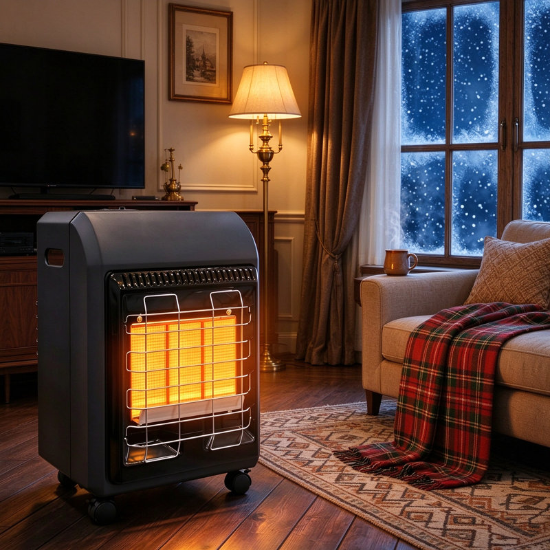 Indoor & Outdoor Propane Cabinet Heater, 6000-18000 BTU Radiant Space Heater, 3 Heat Modes, Tip-Over & ODS Safety Protection, Heats up to 450 Sq.Ft for Patio & Indoor Use