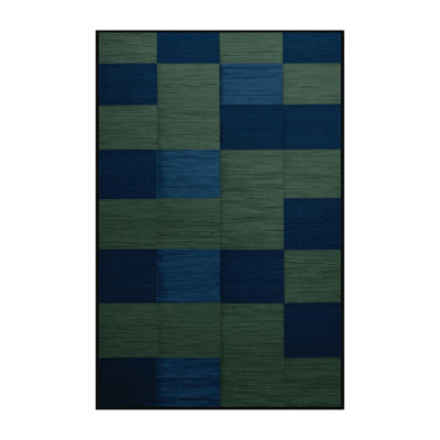 Machine Washable Checkered Green Area Rug