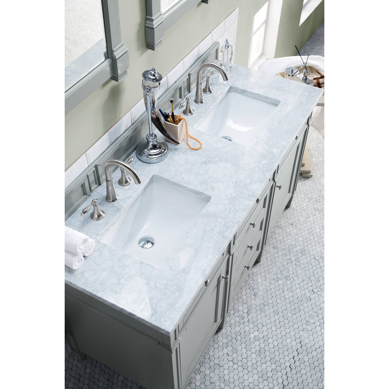 Brittany 60'' W Double Bathroom Vanity Base, Bright White