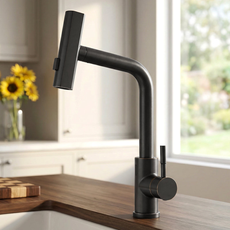 Robinet de cuisine sans contact avec capteur de mouvement et pulvérisateur rétractable, robinet d'évier de cuisine automatique mains libres intelligent