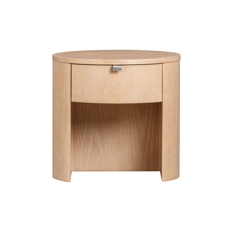 Table de chevet ronde Marlow, Bois naturel