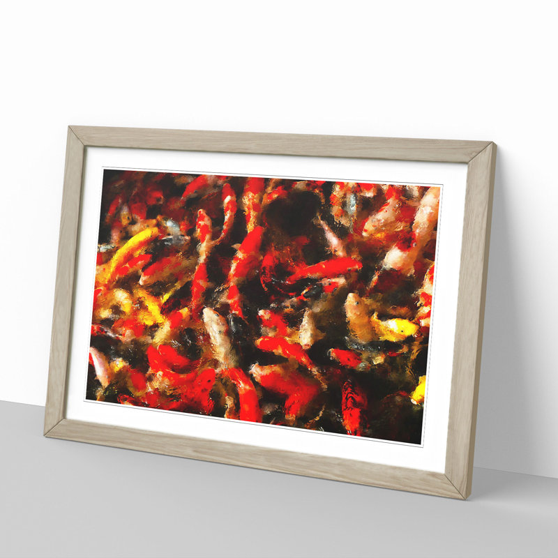 Many Fish - Picture Frame Painting, 36cm H x 48cm W x 2cm D, Oak Framed