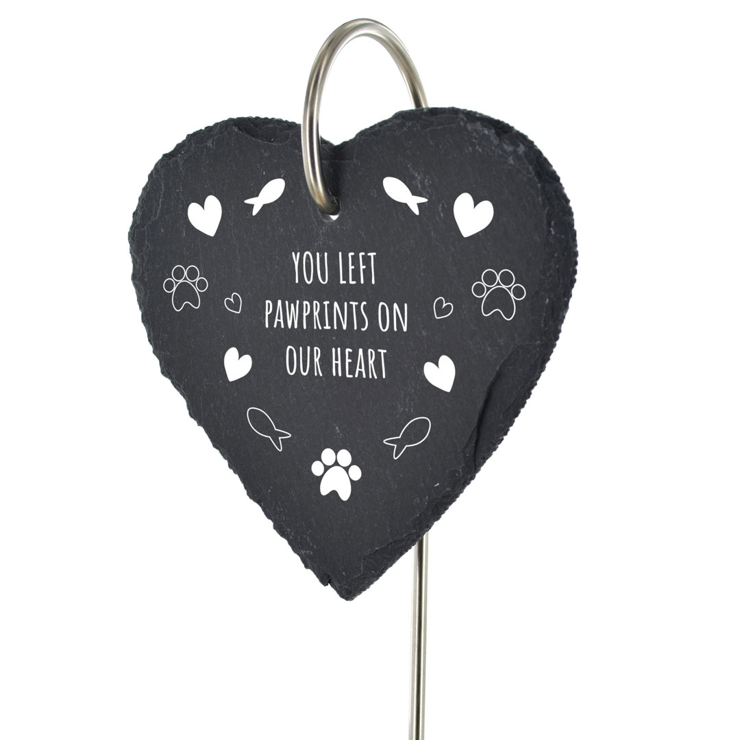 Boleslao Slate Heart Left Pawprints Grave Marker Memorial Plaque